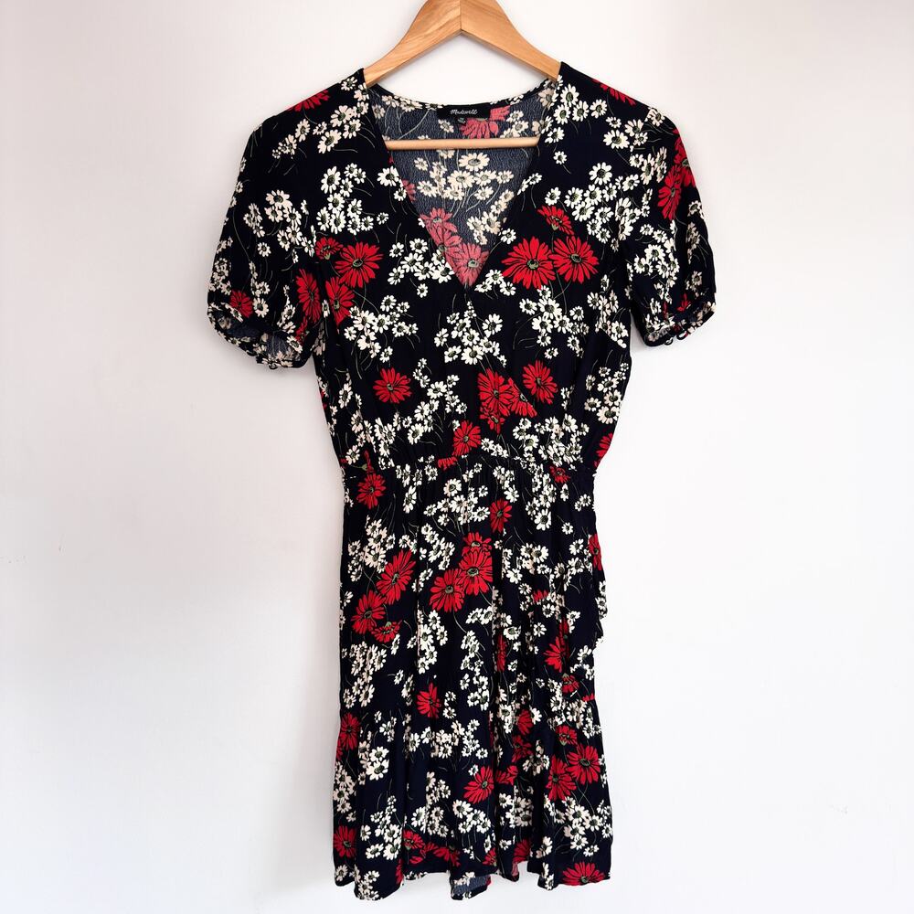 Madewell Woman's Dress Size 00 | Navy Red Daisy Floral Wrap